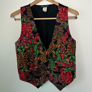 NWOT‎ Vintage Saddle River Ugly Christmas Bows Holiday Vest Size S Button Front